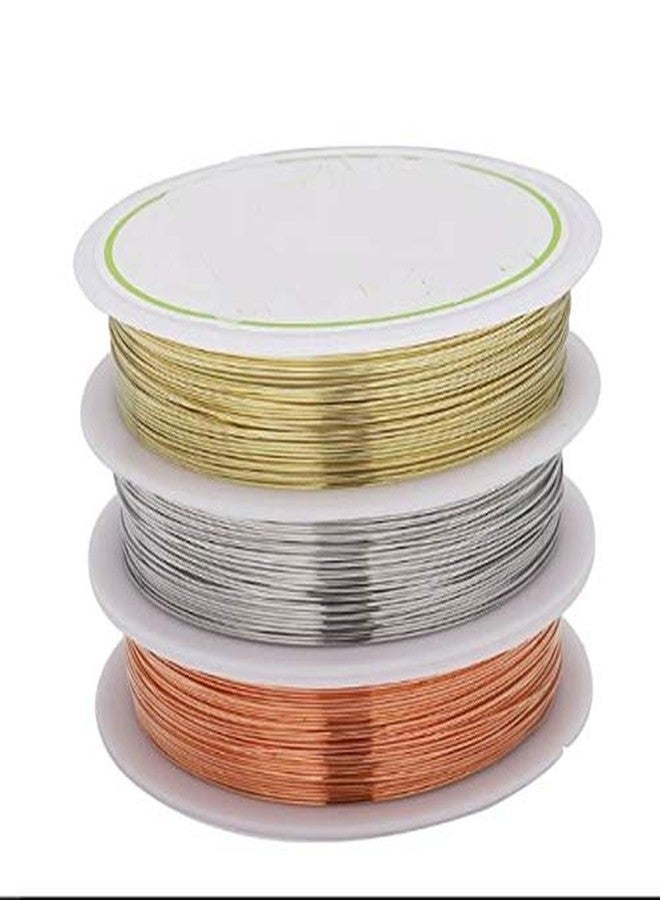 ART IFACT 30 Meters - 20 Gauge Copper, Silver and Brass Wire (10 Meters Each) for Beading Wire, Craft Work, Flower Making, Hobby Crafts and School Crafts Project (20 Gauge (0.92 mm)) - Image 1